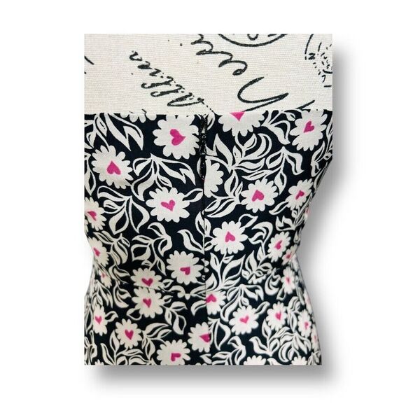 HVN 2 Black Silk Floral Atlanta Midi Dress Fit Flare Square Neck Strappy Summer - Picture 6 of 12